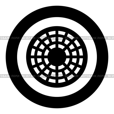 Sewer hatch manhole cover icon in circle round black color vector illustration image solid outline style simple. Sewer hatch manhole cover icon in circle round black color vector illustration image solid outline style. Стоковая иллюстрация, агентство Ingram Publishing / Фотобанк Лори