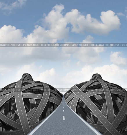 Sex road concept with a group of tangled roads and highways in the shape of large female breasts and nippleswith a paved street going into perspective on a summer sky as an icon of sexual obsession therapy or infidelity  social issues. Стоковое фото, агентство Ingram Publishing / Фотобанк Лори