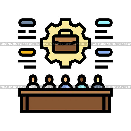 shareholder meeting corporate law color icon vector illustration. Стоковая иллюстрация, иллюстратор Vectorwin / Фотобанк Лори