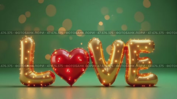 Шарики в форме слова 'LOVE' Стоковое AI-видео, аниматор Виктория Кольцова / Фотобанк Лори