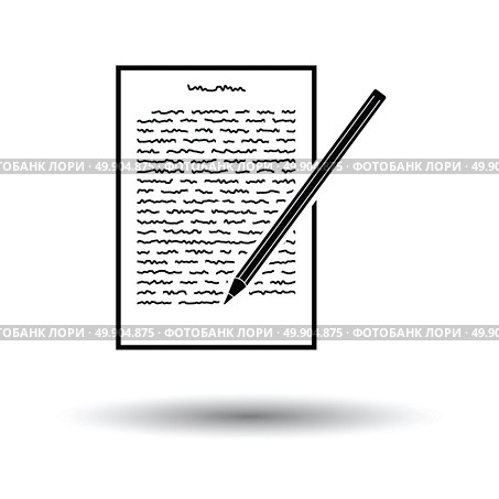 Sheet with text and pencil icon. White background with shadow design. Vector illustration. Стоковая иллюстрация, агентство Ingram Publishing / Фотобанк Лори