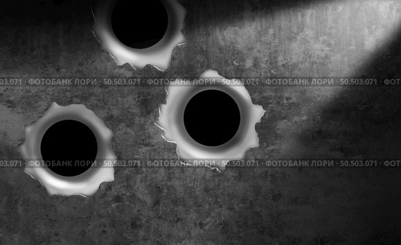 Shooting Incident and Concept Of Gun Violence and School shootings as a violent tragedy and horrific gunfire with bullet holes for a tragic event in a 3D illustration style. Стоковое фото, агентство Ingram Publishing / Фотобанк Лори