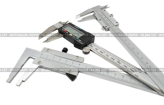 Штангенциркули на белом фоне. Vernier caliper on a white background. Стоковое фото, фотограф Татьяна Д / Фотобанк Лори