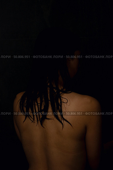 Silhouette of a Woman Gracefully Posed in a Beautifully Dimly Lit Setting with Depth. Стоковое фото, фотограф Аксенова Вера / Фотобанк Лори
