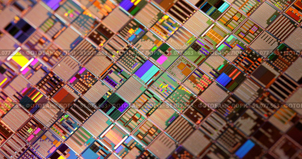Silicon semiconductor wafer close-up. Стоковое фото, фотограф Андрей Армягов / Фотобанк Лори