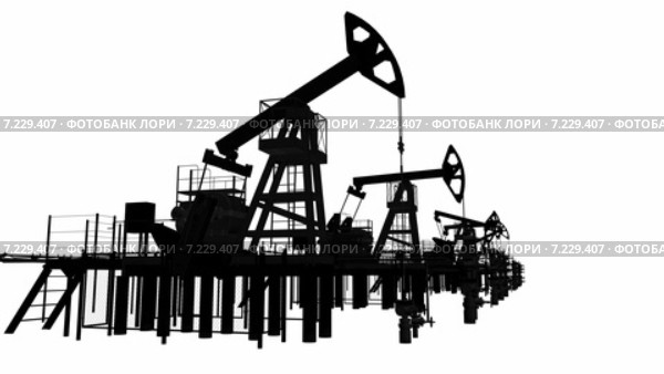 Силуэт нефтяной качалки. Изолировано на белом. Стоковая анимация, аниматор Кирилл Черезов / Фотобанк Лори
