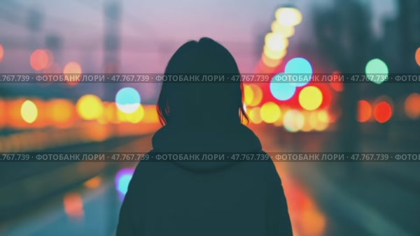 Силуэтное путешествие среди ярких городских огней в сумерках. Стоковое AI-видео, аниматор ФотоИнтеллект / Фотобанк Лори