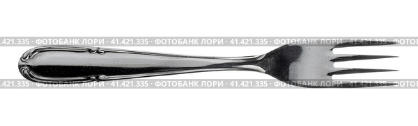 Silver fork silverware isolated on white background. Стоковое фото, фотограф Сергей Толмачёв / Фотобанк Лори