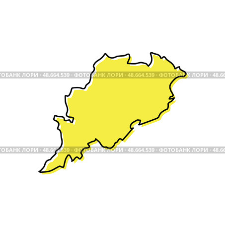 Simple outline map of Odisha is a state of India. Стоковая иллюстрация, иллюстратор Максим Гребешков / Фотобанк Лори