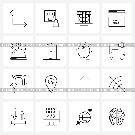 Simple Set of 16 Line Icons such as navigation, store, box, sign, confectionery Vector Illustration. Стоковая иллюстрация, агентство Ingram Publishing / Фотобанк Лори