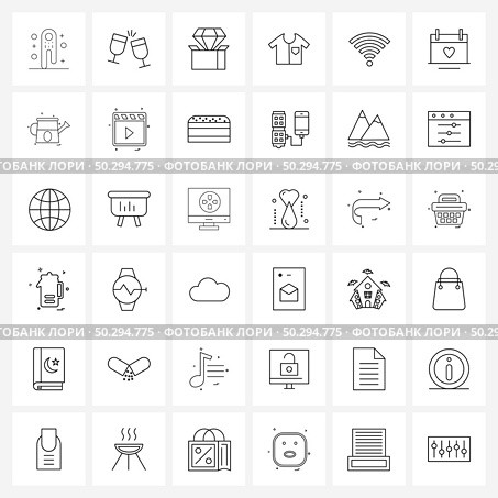 Simple Set of 36 Line Icons such as wife, signal, diamond, rss, suitcase Vector Illustration. Стоковая иллюстрация, агентство Ingram Publishing / Фотобанк Лори