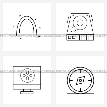 Simple Set of 4 Line Icons such as sign, development, d scale, drive, iMac Vector Illustration. Стоковая иллюстрация, агентство Ingram Publishing / Фотобанк Лори