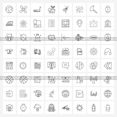 Simple Set of 64 Line Icons such as tree, green, ventilator, ecology, machine Vector Illustration. Стоковая иллюстрация, агентство Ingram Publishing / Фотобанк Лори