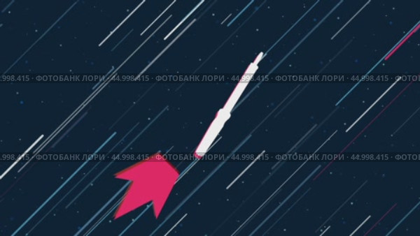 Символ паяльника летит по Вселенной на реактивном двигателе. Символ в центре дрожит из-за высокой скорости. Плавная закольцованная анимация в формате 4k на темно-синем фоне со звездами. Стоковое видео, видеограф Карпенко Алексей / Фотобанк Лори