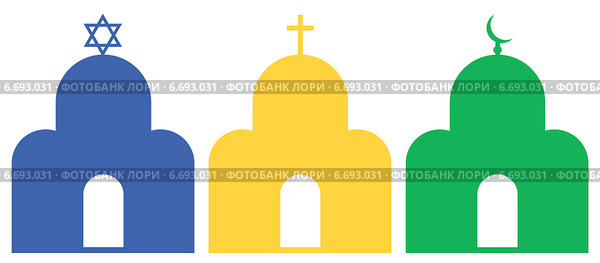 Символическое изображение трех монотеистических религий. Стоковая иллюстрация, иллюстратор Румянцева Наталия / Фотобанк Лори