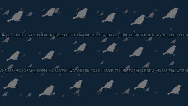 Символы Bird sparrow плавают горизонтально слева направо. Эффект параллакса. Плавающие символы расположены случайным образом. Плавная зацикленная анимация в формате 4k на темно-синем фоне. Стоковое видео, видеограф Карпенко Алексей / Фотобанк Лори
