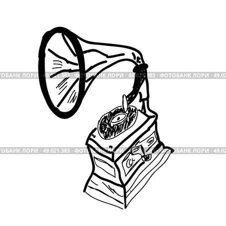 sketch illustration of phonograph. Стоковая иллюстрация, агентство Ingram Publishing / Фотобанк Лори