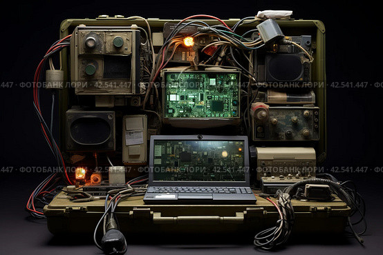 Skillful Military team defuses computer technology. Generate ai. Стоковое AI-изображение, AI-художник Иван Рябоконь / Фотобанк Лори