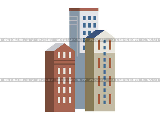 Skyscraper vector illustration. The front view skyscrapers highlights architectural diversity cities Multistorey structures shape environment, defining urban experience High-rise residential buildings. Skyscraper. Luxury homes nestled in skyscrapers redefine residential living standards. Стоковая иллюстрация, агентство Ingram Publishing / Фотобанк Лори