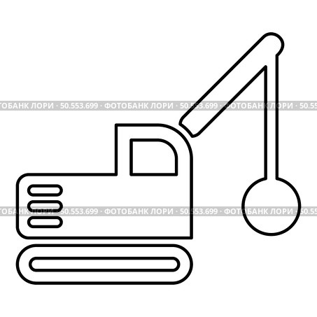 Sloopkraan building machine demolish wrecking ball crane truck contour outline line icon black color vector illustration image thin flat style simple. Sloopkraan building machine demolish wrecking ball crane truck contour outline line icon black color vector illustration image thin flat style. Стоковая иллюстрация, агентство Ingram Publishing / Фотобанк Лори