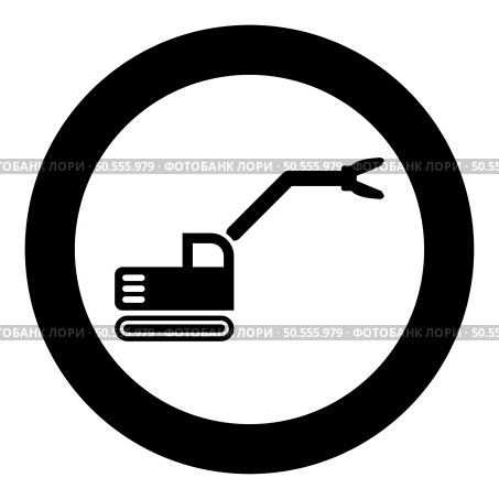 Sloopkraan building machine demolish wrecking cut knife crane truck icon in circle round black color vector illustration image solid outline style simple. Sloopkraan building machine demolish wrecking cut knife crane truck icon in circle round black color vector illustration image solid outline style. Стоковая иллюстрация, агентство Ingram Publishing / Фотобанк Лори