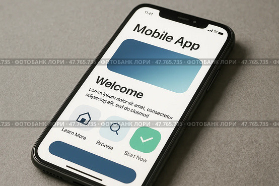 Смартфон. Стоковое AI-изображение, AI-художник Дина Етова / Фотобанк Лори