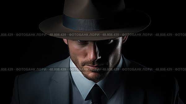 smirk dark blue background portrait ai generated. Стоковое AI-изображение, AI-художник Vectorwin / Фотобанк Лори