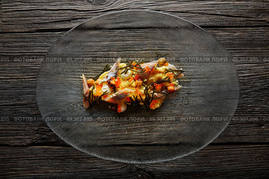 Smoked sardines salad with creamy cheese corn codium and hazelnuts. Стоковое фото, агентство Ingram Publishing / Фотобанк Лори