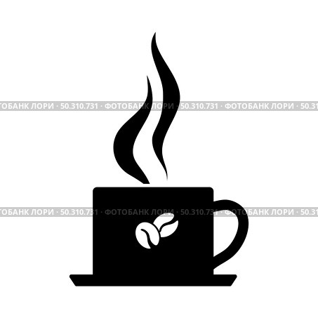 Smoking Cofee Cup Icon. Black Glyph Design. Vector Illustration. Стоковая иллюстрация, агентство Ingram Publishing / Фотобанк Лори