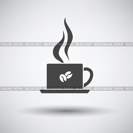 Smoking Cofee Cup Icon. Dark Gray on Gray Background With Round Shadow. Vector Illustration. Стоковая иллюстрация, агентство Ingram Publishing / Фотобанк Лори