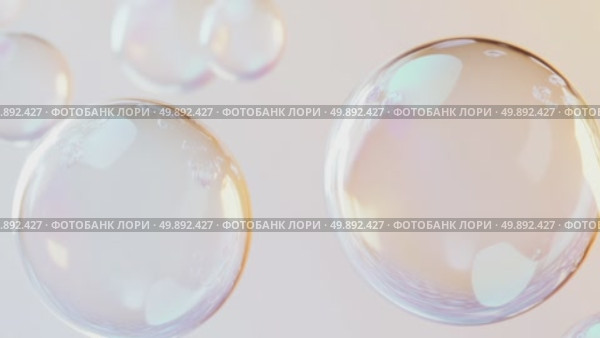 Soap bubbles floating on soft gradient background. Стоковое AI-видео, аниматор Анастасия Золотницкая / Фотобанк Лори