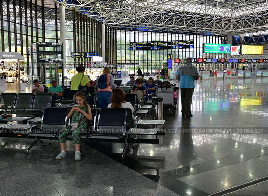 Sochi, Russia - June 6. 2018. Waiting hall in international airport Adler. Редакционное фото, фотограф Володина Ольга / Фотобанк Лори