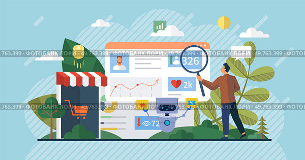 Social media. Vector illustration. Social media has accelerated process globalization The global presence social media platforms enable cross-cultural connections Connection and engagement. Social media. The management social media accounts requires careful planning and execution. Стоковая иллюстрация, агентство Ingram Publishing / Фотобанк Лори
