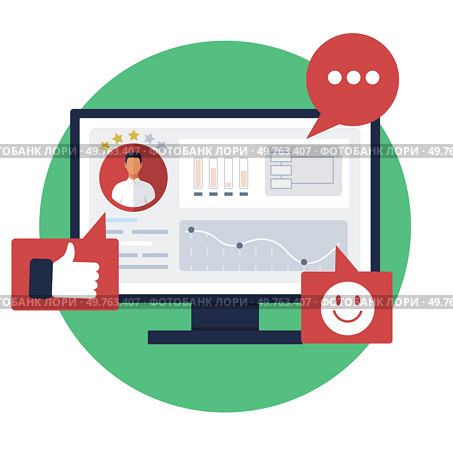 Social media. Vector illustration. The social media metaphor highlights interconnectedness online relationships Partnerships between organizations and social media influencers boost brand awareness. Social media. Communication on social media platforms is instantaneous and widespread. Стоковая иллюстрация, агентство Ingram Publishing / Фотобанк Лори