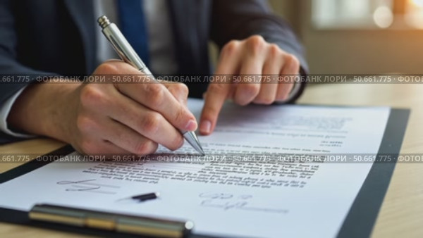 Solicitor pointing at contract showing client where to write signature. Стоковое AI-видео, аниматор Sergey Grishin / Фотобанк Лори