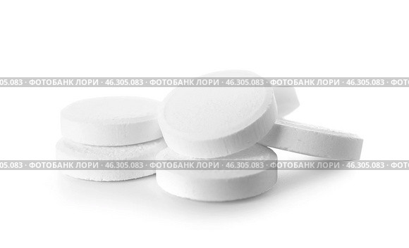 Soluble tablets isolated on white background. Стоковое фото, фотограф Pixel_shot / Фотобанк Лори