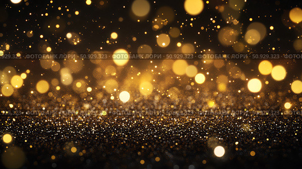 sparkle gold glitter with lights on black ai generated. Стоковое AI-изображение, AI-художник Vectorwin / Фотобанк Лори