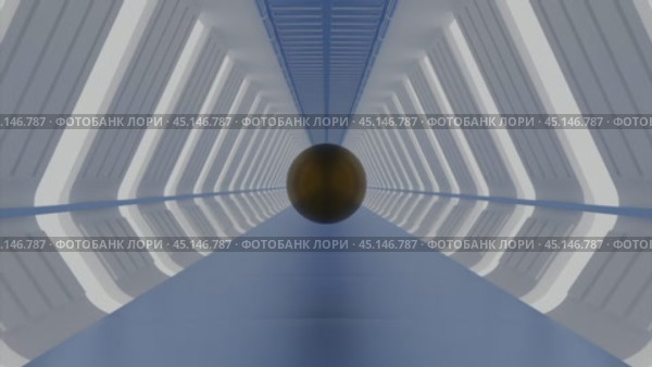 Sphere floating through futuristic corridor. Стоковое видео, видеограф Данил Руденко / Фотобанк Лори