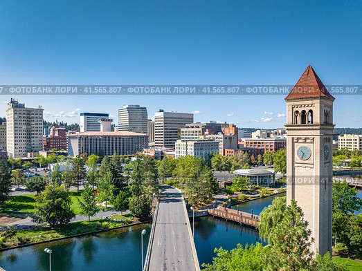 spokane landmark washington clocktower downtown. Стоковое фото, фотограф Mark Agnor / Фотобанк Лори