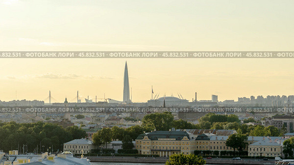 St. Petersburg, Russia, September 04, 2024: St. Petersburg roofs and shipyards top view. Редакционное фото, фотограф Igor Skripachev / Фотобанк Лори