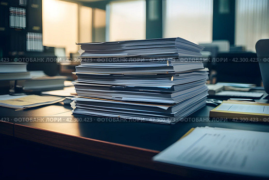 Stack of paper files. Стоковое AI-изображение, AI-художник Ирина Старикова / Фотобанк Лори