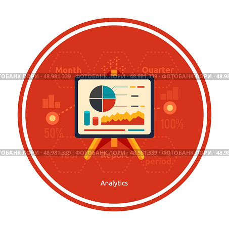 Stand with charts and parameters. Business concept of analytics. Стоковая иллюстрация, агентство Ingram Publishing / Фотобанк Лори