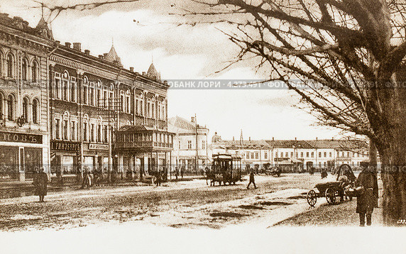 Старинная дореволюционная открытка. Город Тула. Посольская улица (теперь улица Советская) (2013 год). Стоковое фото, фотограф Игорь Низов / Фотобанк Лори