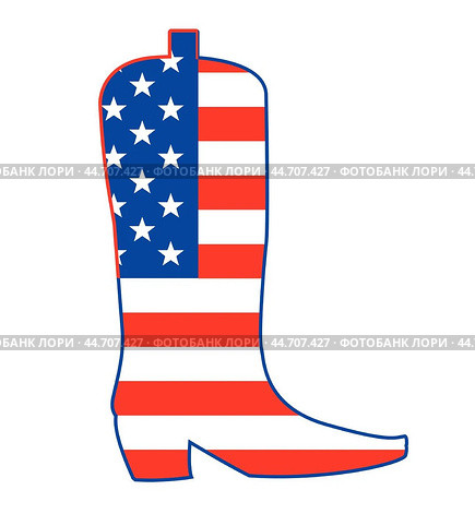 Stars And Stripes Cowboy Boot. Стоковая иллюстрация, иллюстратор Alan Cotton / Smarterpix / Фотобанк Лори