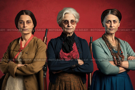 Steadfast Old radical feminists. Generate Ai. Стоковое AI-изображение, AI-художник Иван Рябоконь / Фотобанк Лори