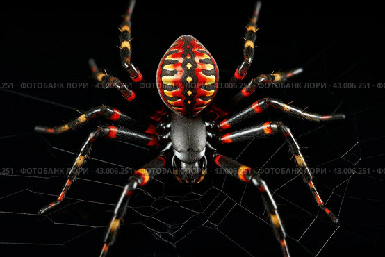Stealthy Orb weaver spider arabesca predator. Generate Ai. Стоковое AI-изображение, AI-художник Иван Рябоконь / Фотобанк Лори