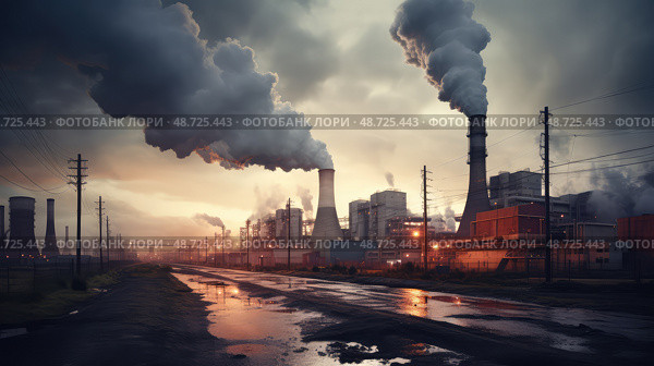steam electricity power plant ai generated. Стоковое AI-изображение, AI-художник Vectorwin / Фотобанк Лори