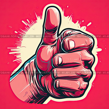 Sticker with a thumbs up. A symbol of success and good luck. Generated by AI. Стоковое AI-изображение, AI-художник Ярославский Максим / Фотобанк Лори