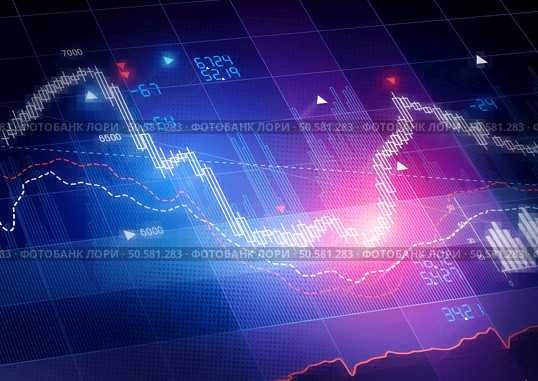 Stock Market Prices. Candle stick stock market tracking graph. Стоковое фото, агентство Ingram Publishing / Фотобанк Лори