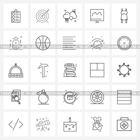 Stock Vector Icon Set of 25 Line Symbols for garments, miscellaneous, cloud, drawing, service Vector Illustration. Стоковая иллюстрация, агентство Ingram Publishing / Фотобанк Лори